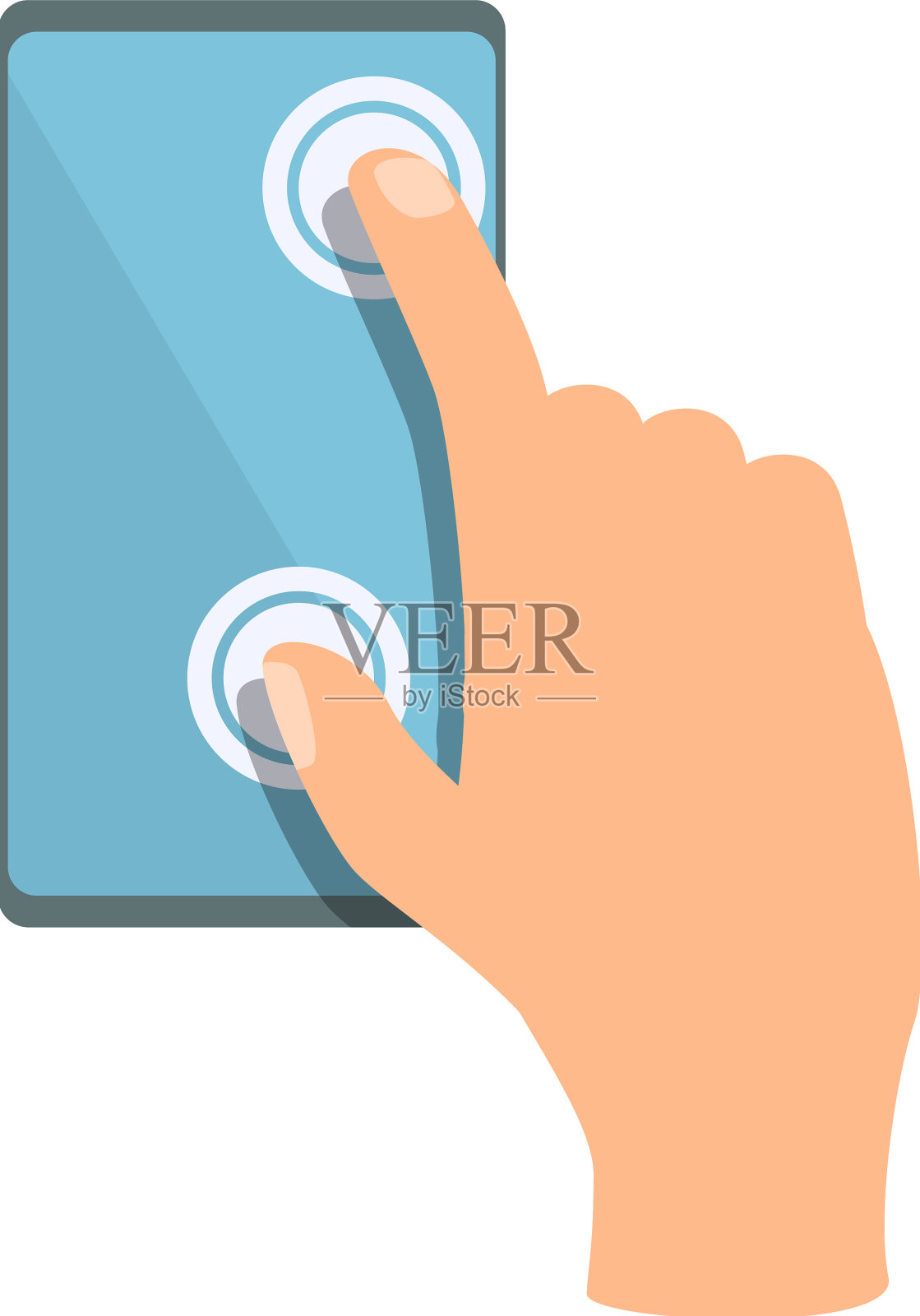 两个手指触摸智能手机图标卡通设计元素图片