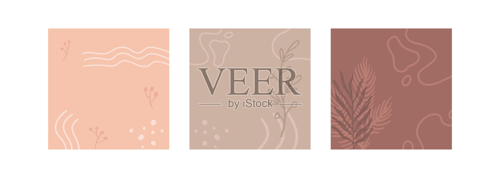 与花和有机元素矢量抽象背景。插画图片素材