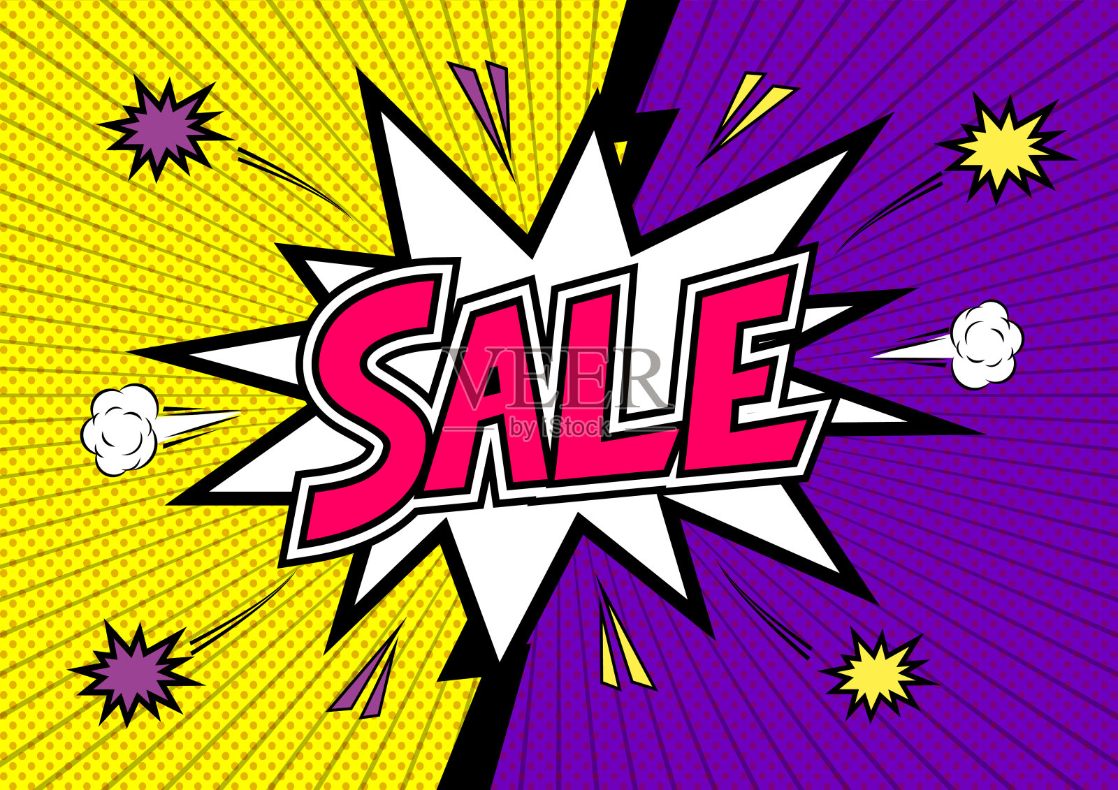 美国漫画书风格销售模板流行艺术风格插图。漫画。设计元素图片