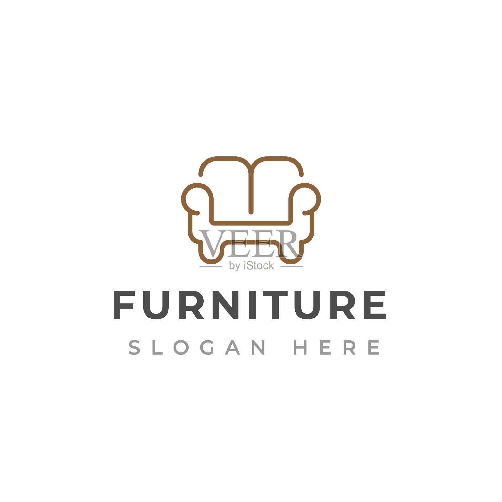 创意家具标志设计模板。沙发标志设计插画图片素材