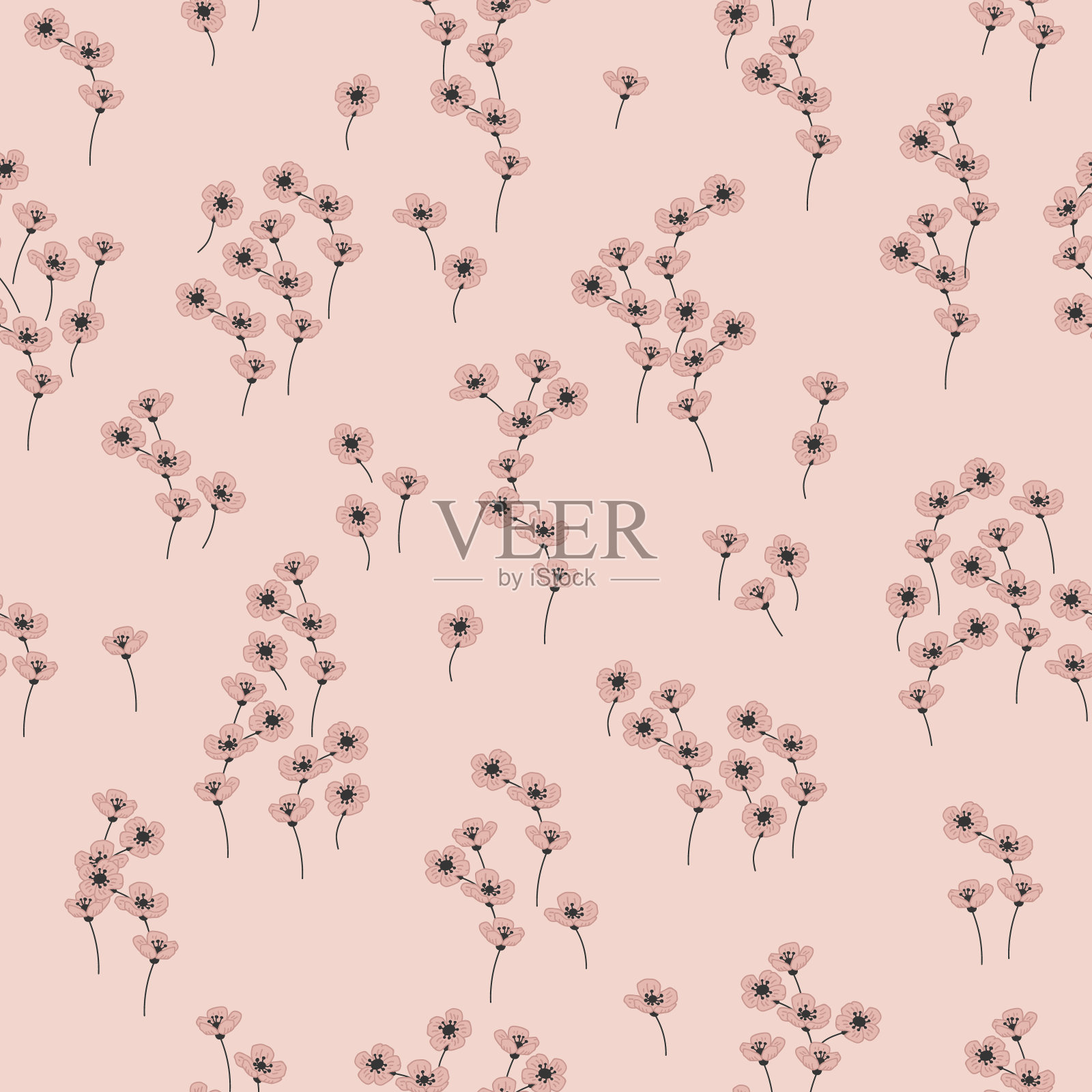 美丽的花卉图案与可爱的粉彩花。粗心大意的打印。花卉无缝的背景。时尚印花的复古模板。插画图片素材