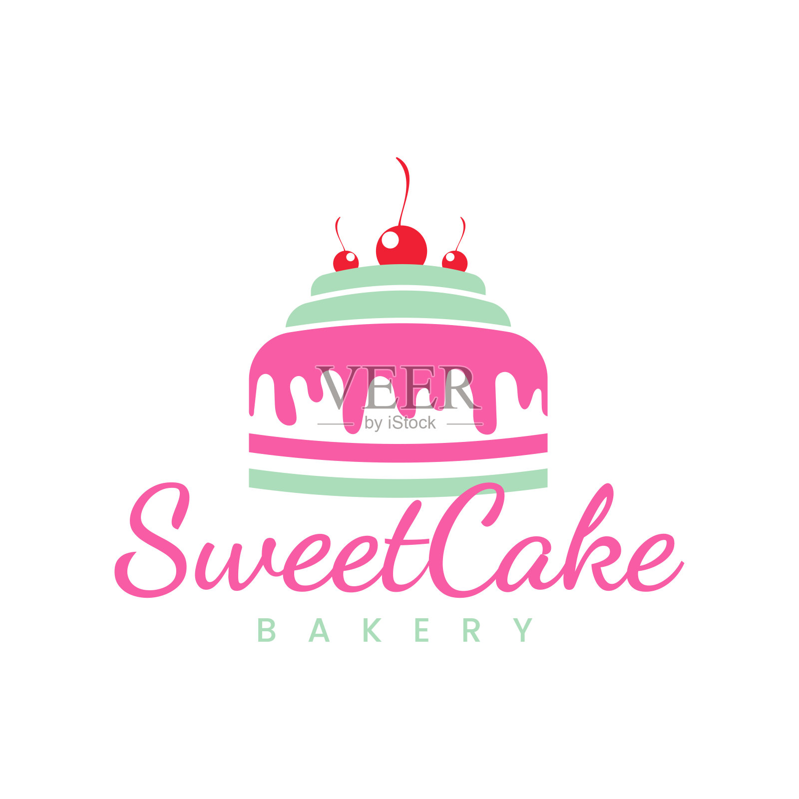 甜蛋糕符号杯形蛋糕符号图标，矢量设计模板甜商店符号蛋糕插图樱桃插画图片素材