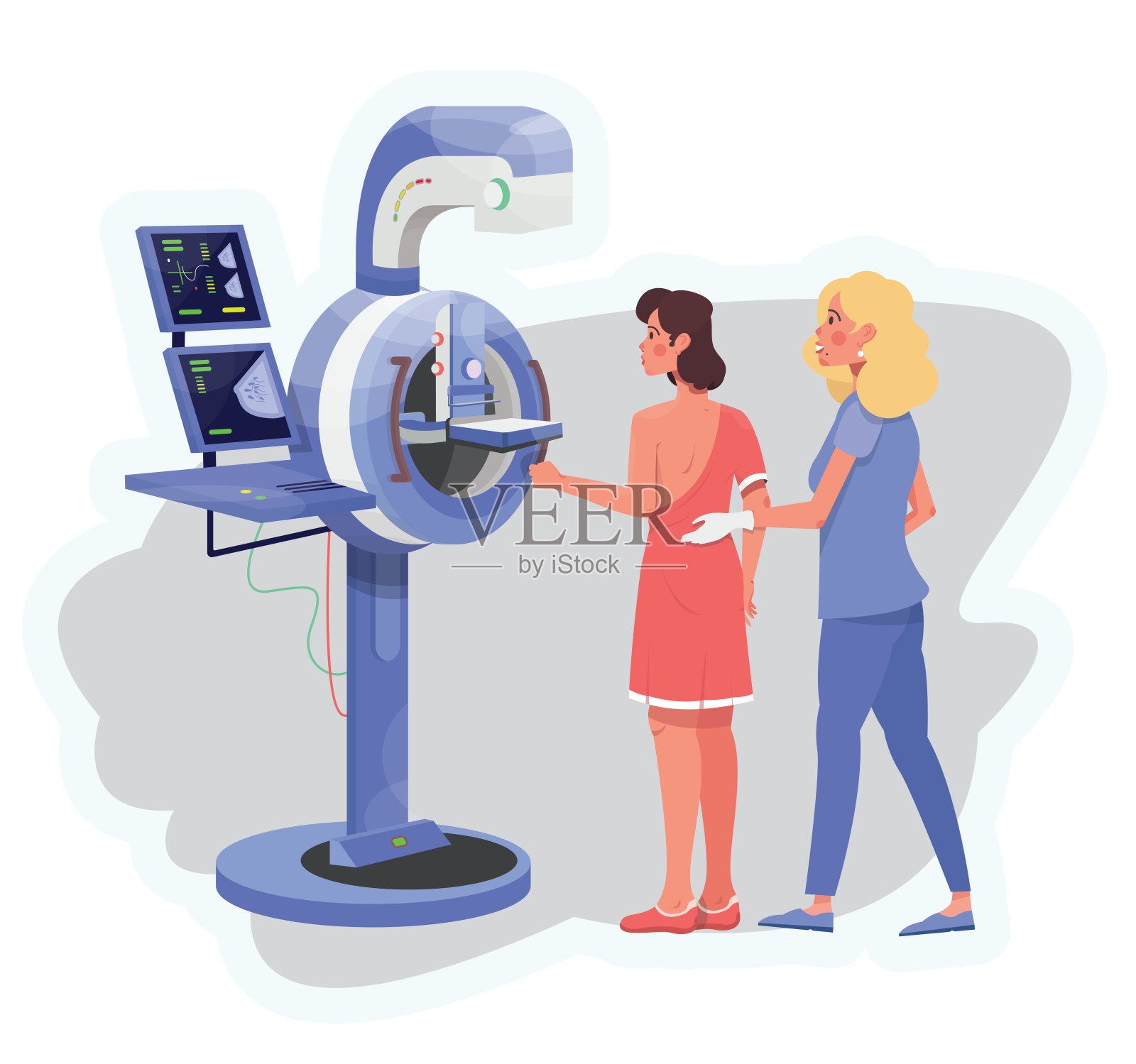 乳房x光检查插画图片素材