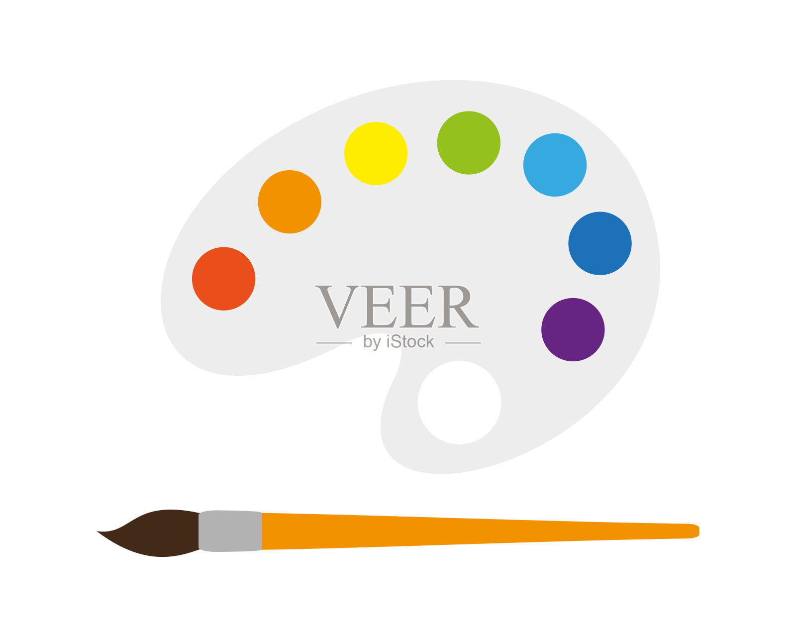 调色板、颜料、画笔的创作开发平套插画图片素材