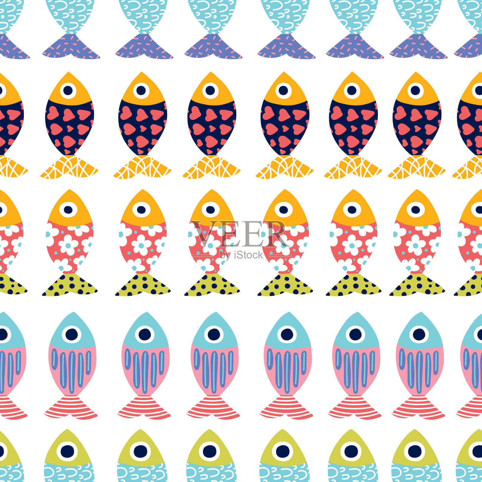 可爱的装饰鱼插画图片素材