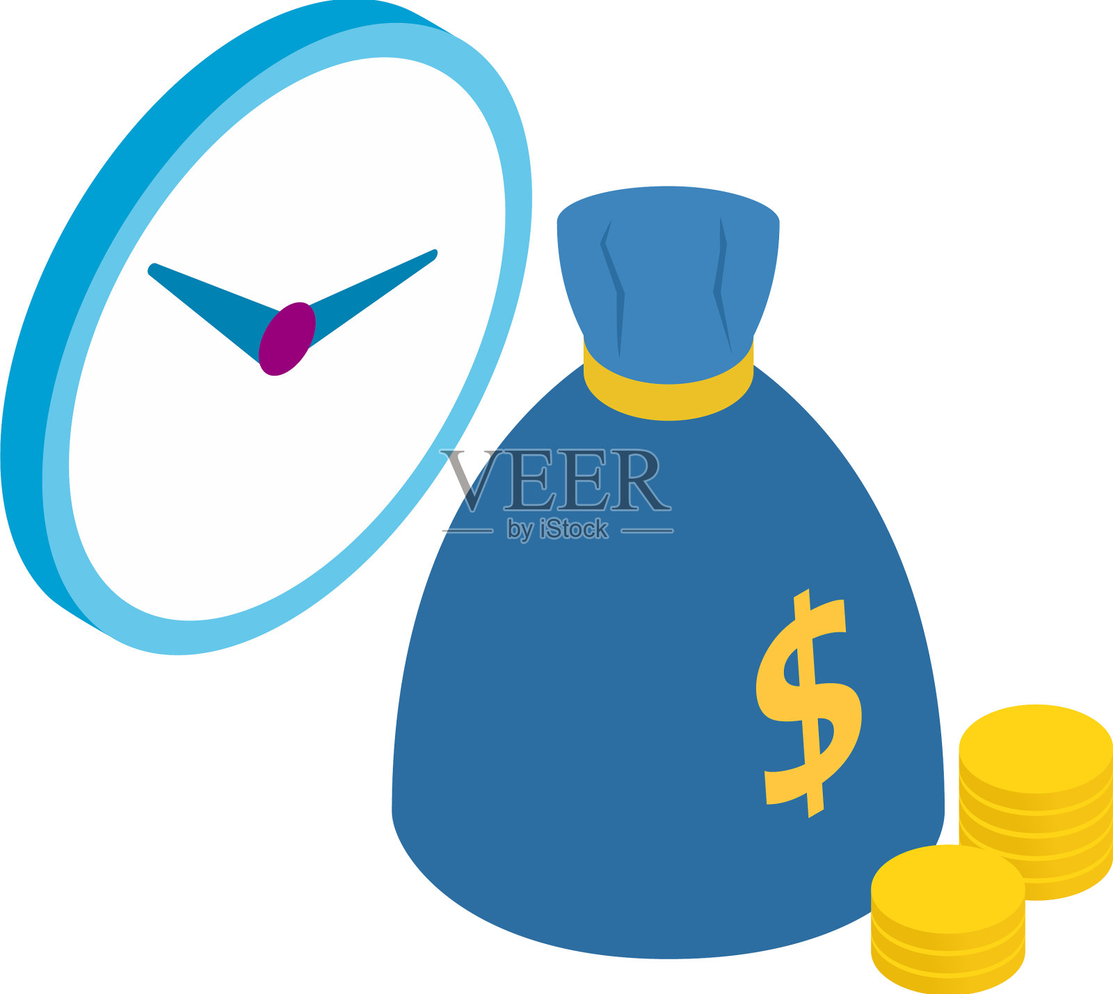 理财图标等距时钟插画图片素材