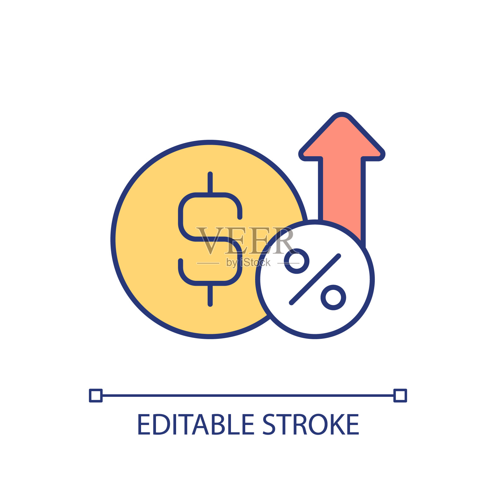 增长贷款利率的RGB彩色图标插画图片素材