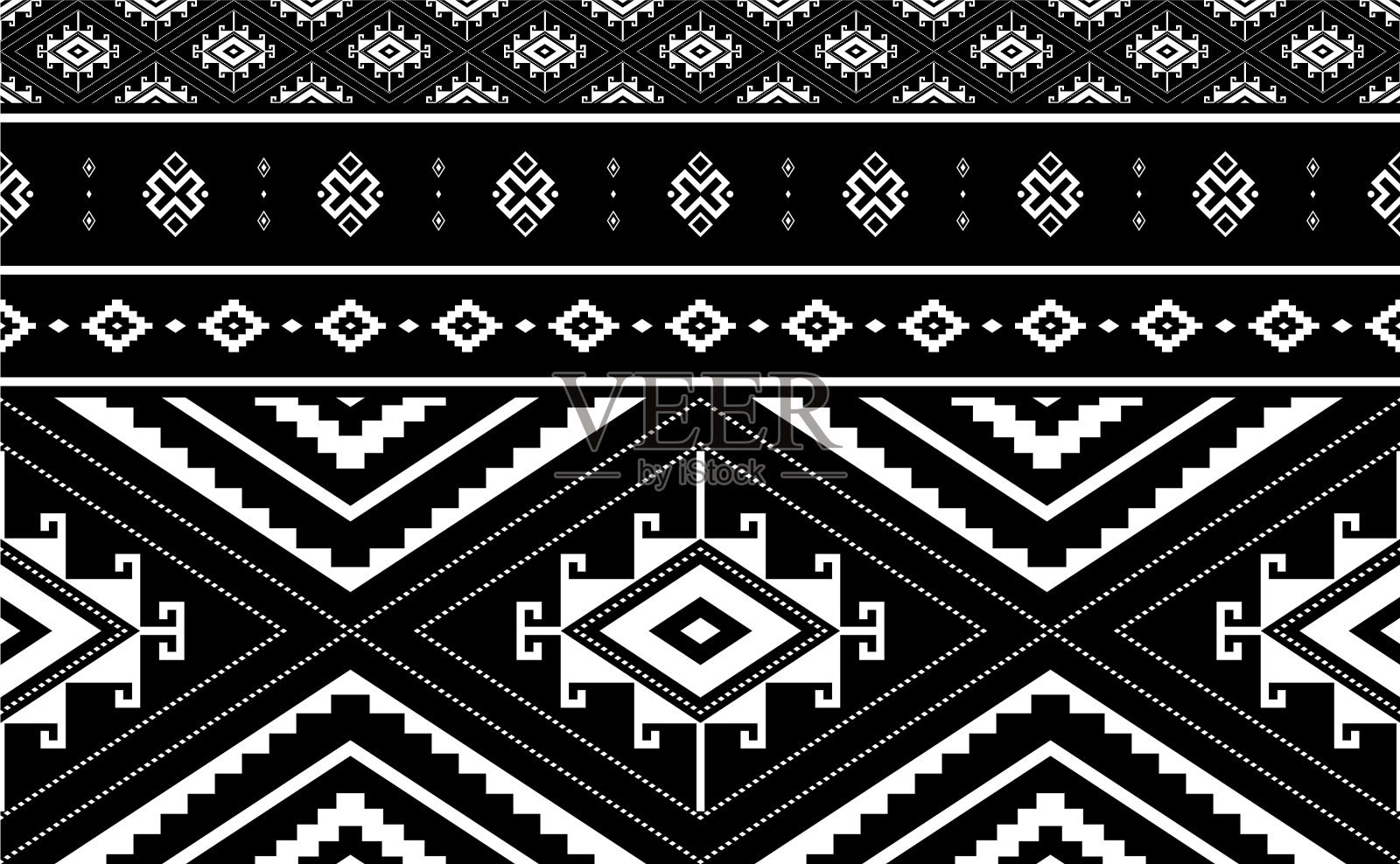 民族图案抽象无缝面料设计插画图片素材