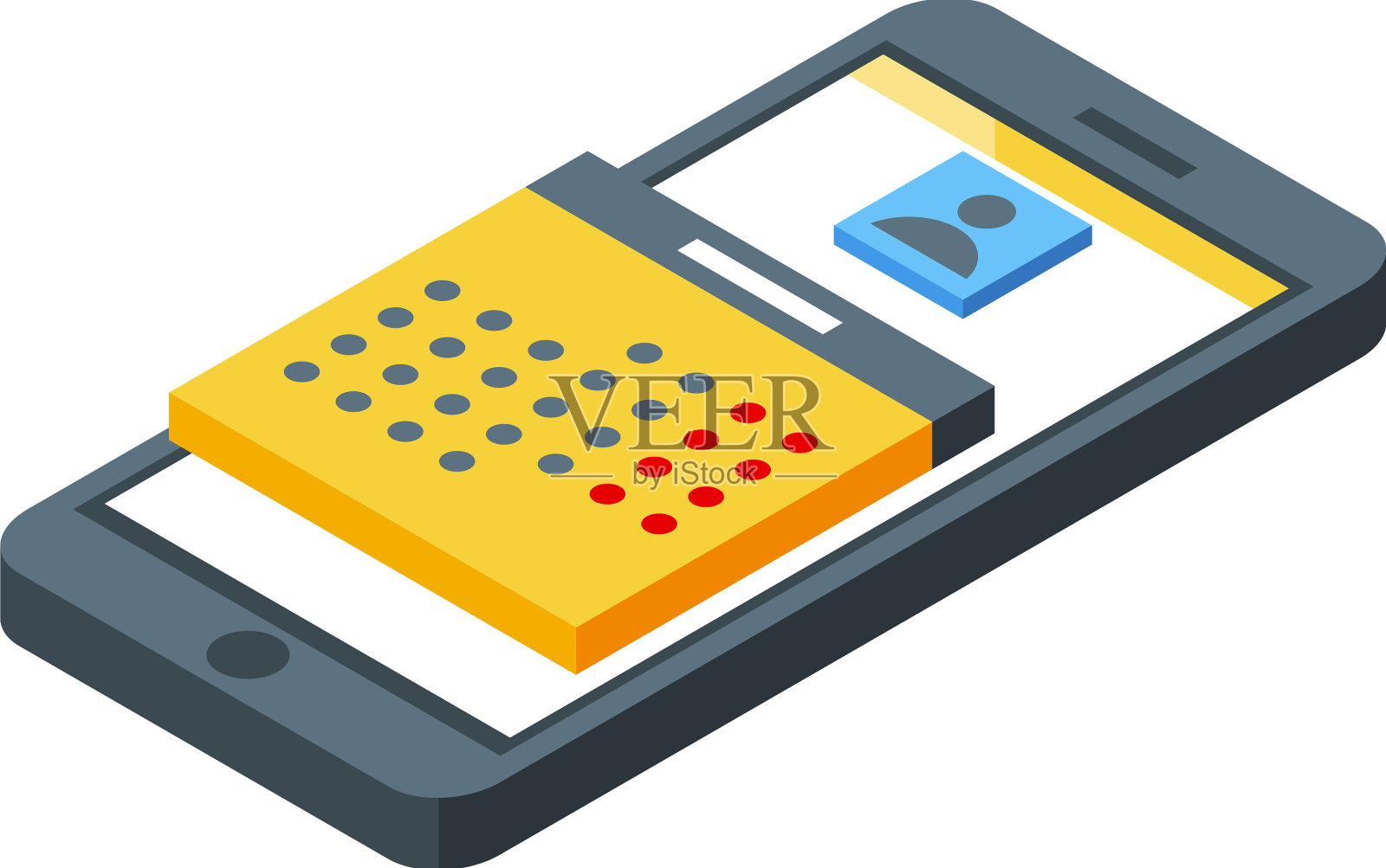 日历手机应用程序图标等距互联网插画图片素材