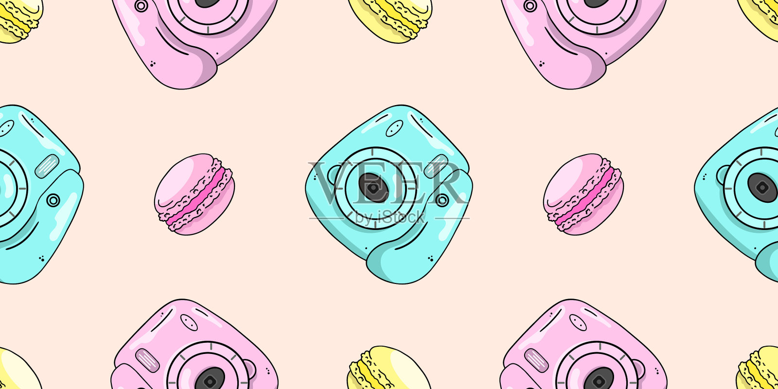 彩色图像相机和马卡龙相机插画图片素材