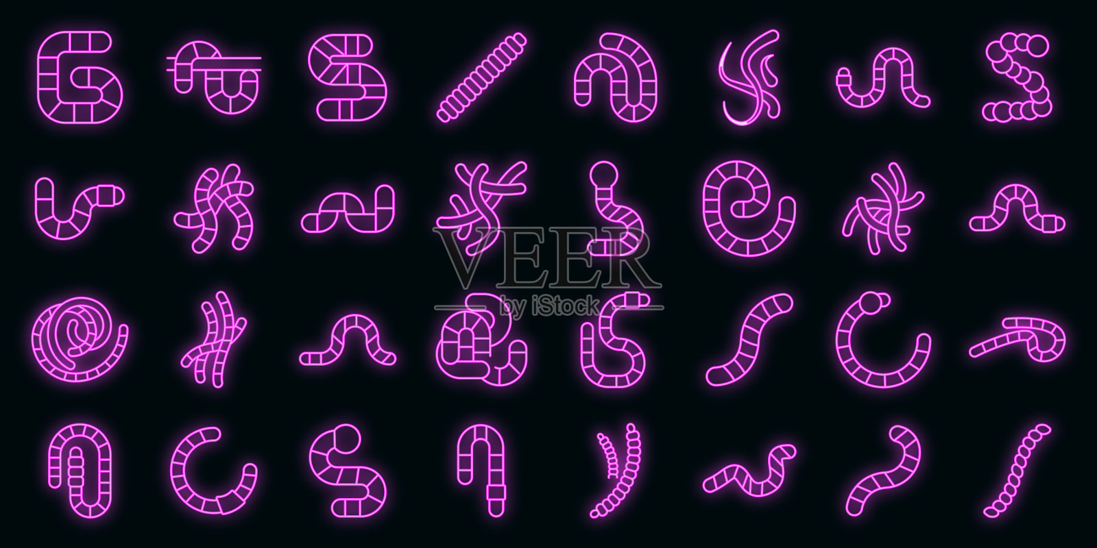 蠕虫图标设置轮廓动物诱饵图标素材