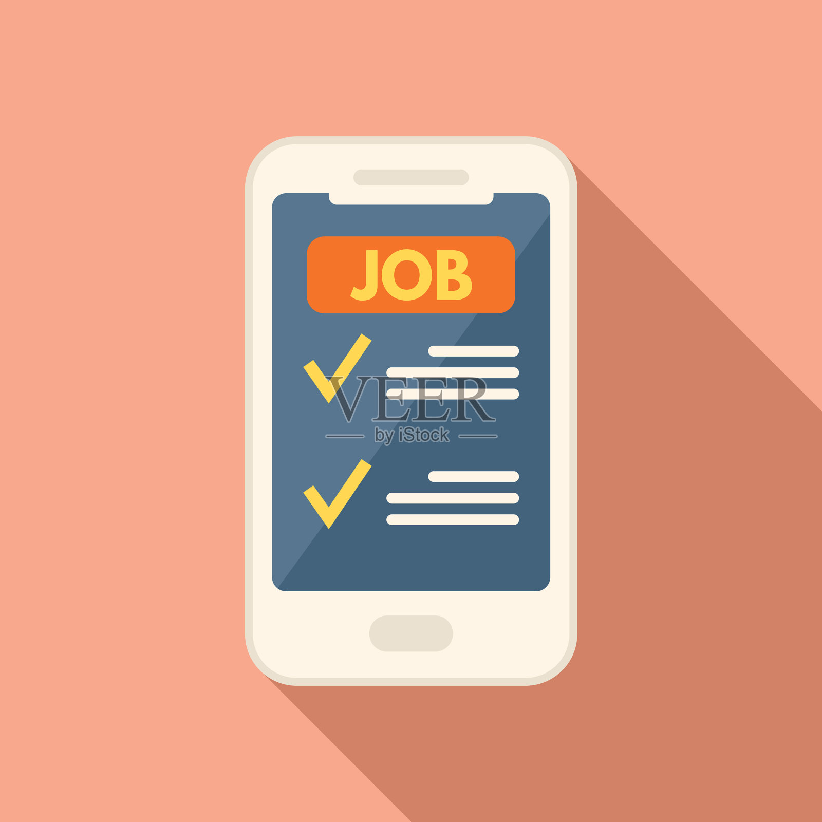 智能手机求职图标平在线插画图片素材