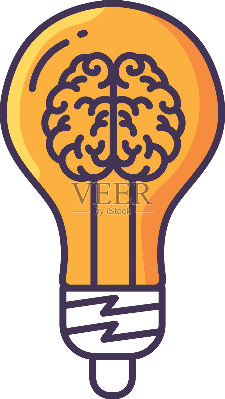 扁平的灯泡与大脑设计元素图片
