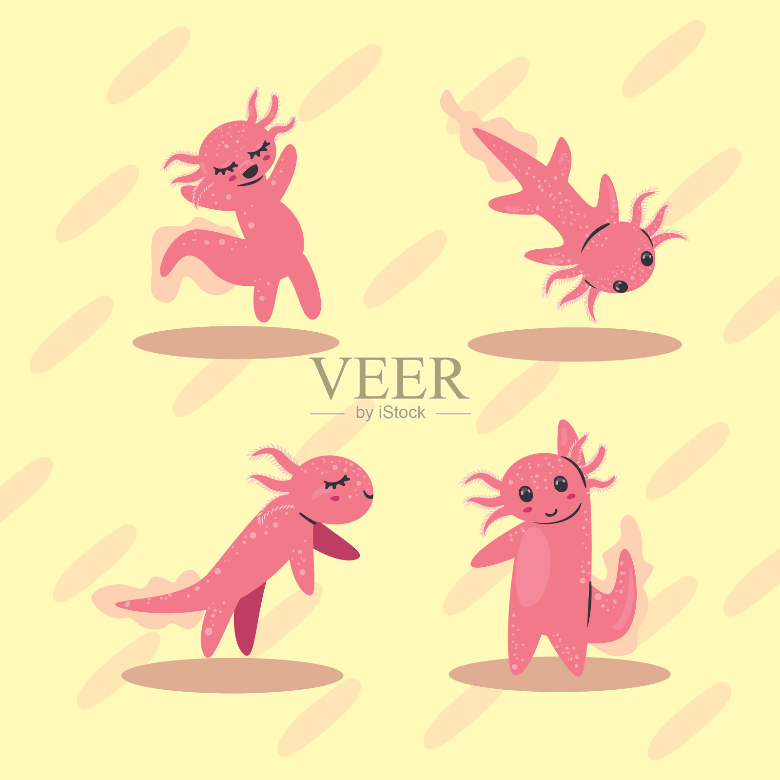 平墨西哥蝾螈集插画图片素材