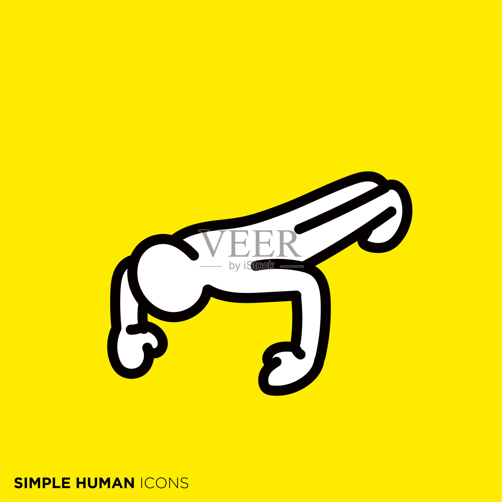 简单的人类图标系列“做俯卧撑的人”图标素材