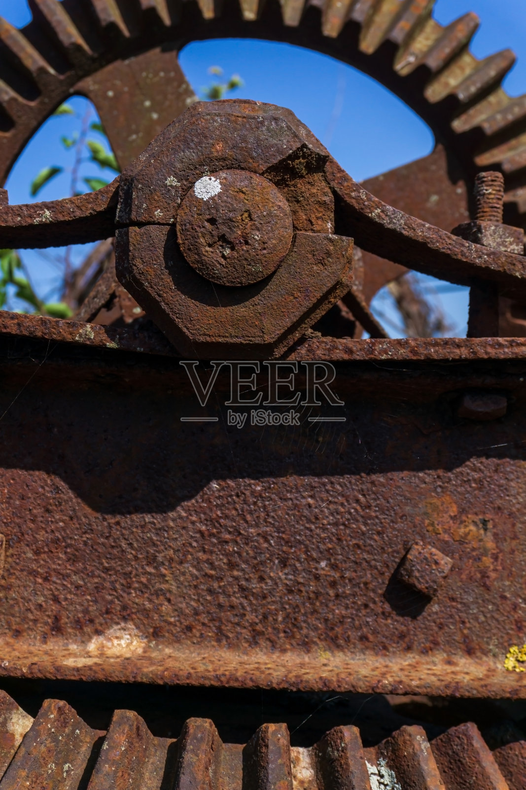 机械装置陈旧生锈的齿轮细节照片摄影图片