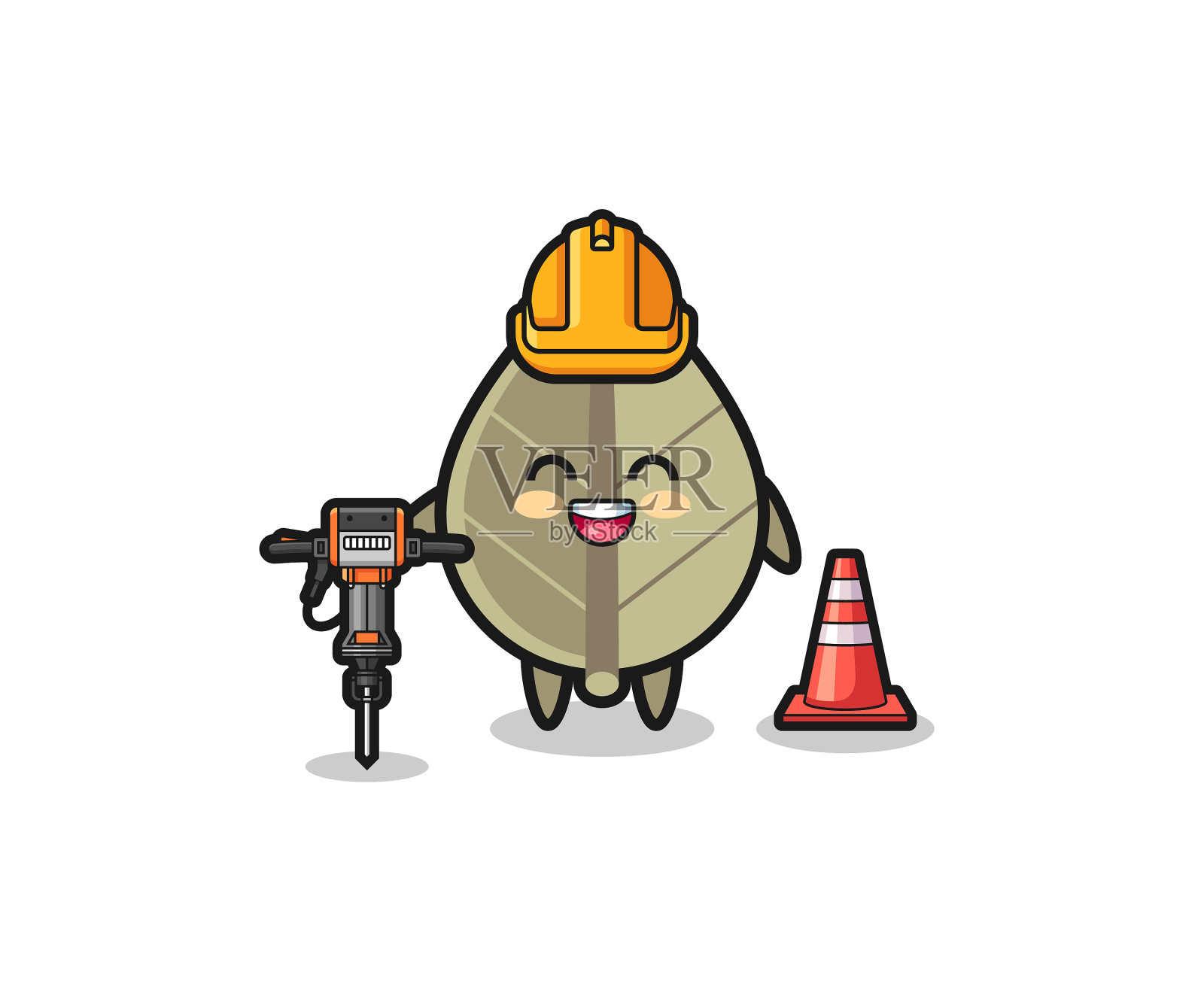 路工吉祥物的干叶抱钻设计元素图片