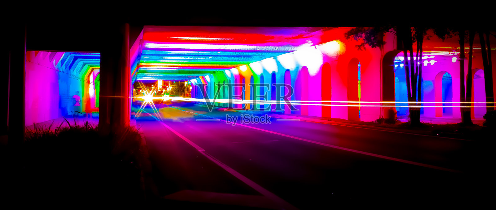 彩虹隧道照片摄影图片