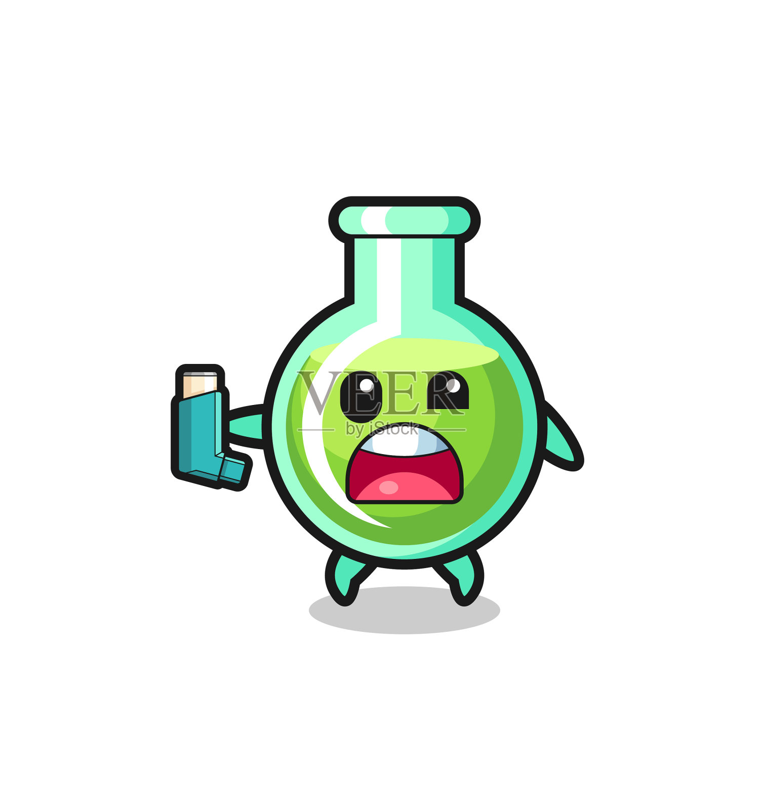 实验室烧杯吉祥物抱着哮喘设计元素图片