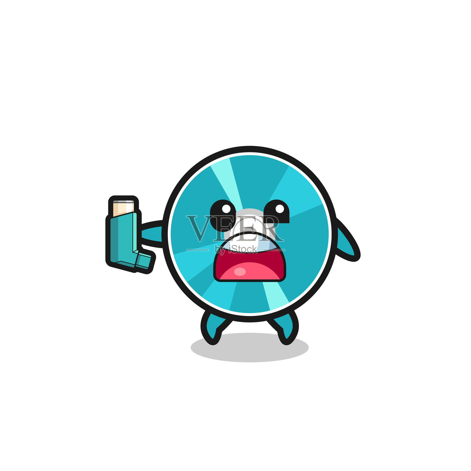 抱着哮喘吉祥物的光盘设计元素图片