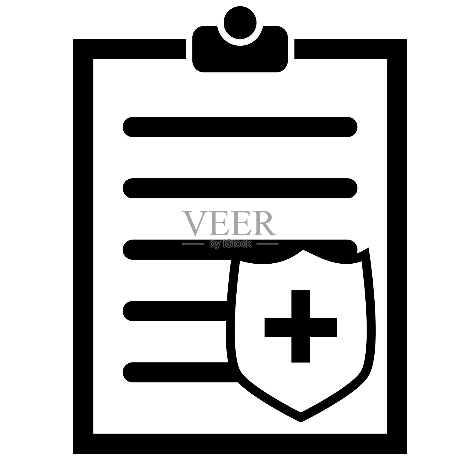 医疗保险图标在白色背景。健康保险的迹象。图标素材