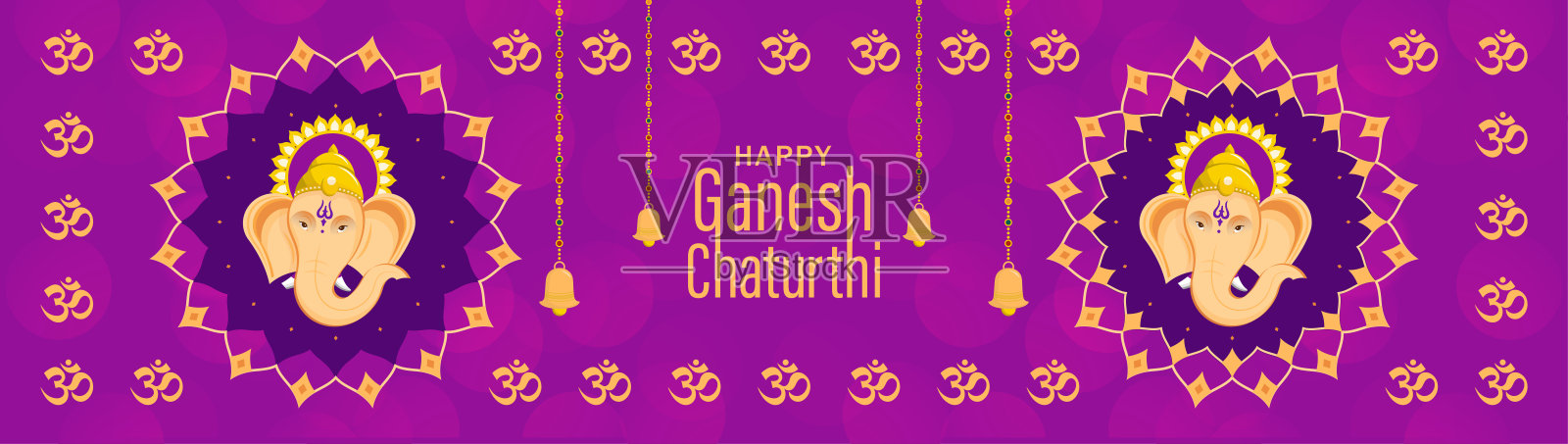 快乐的Ganesh Chaturthi节日与金主gananesha插图插画图片素材