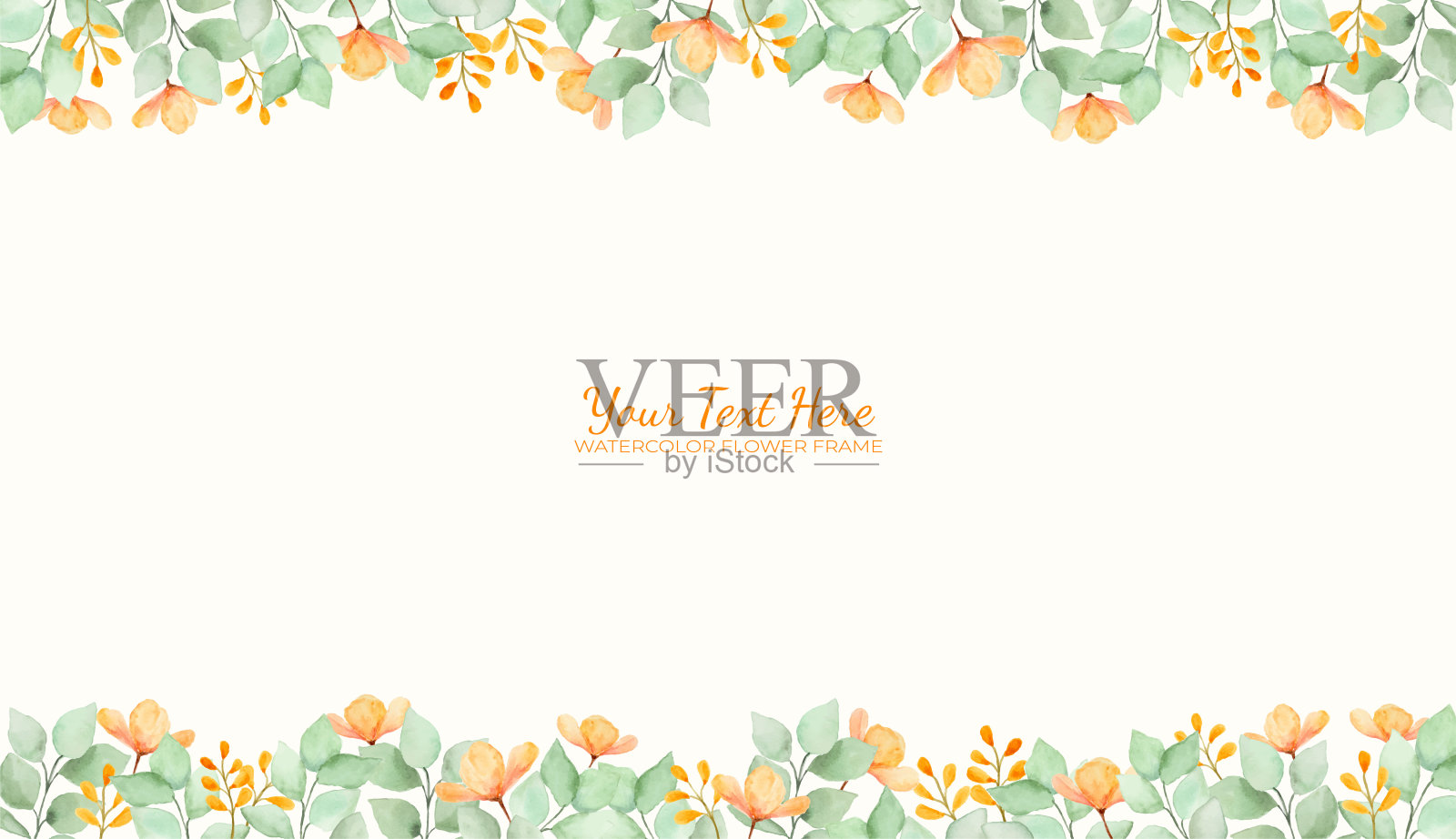 手工绘制的花卉水彩作为背景框。插画图片素材