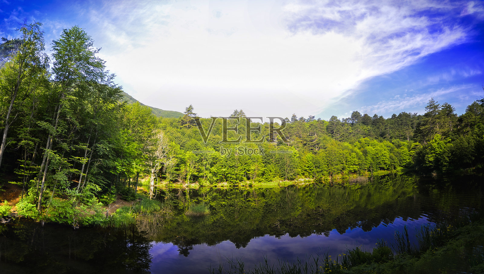 亚洛瓦湖是一个无底的湖，被森林包围，在这个自然景观湖的岸边有简单的露营和野餐区。照片摄影图片