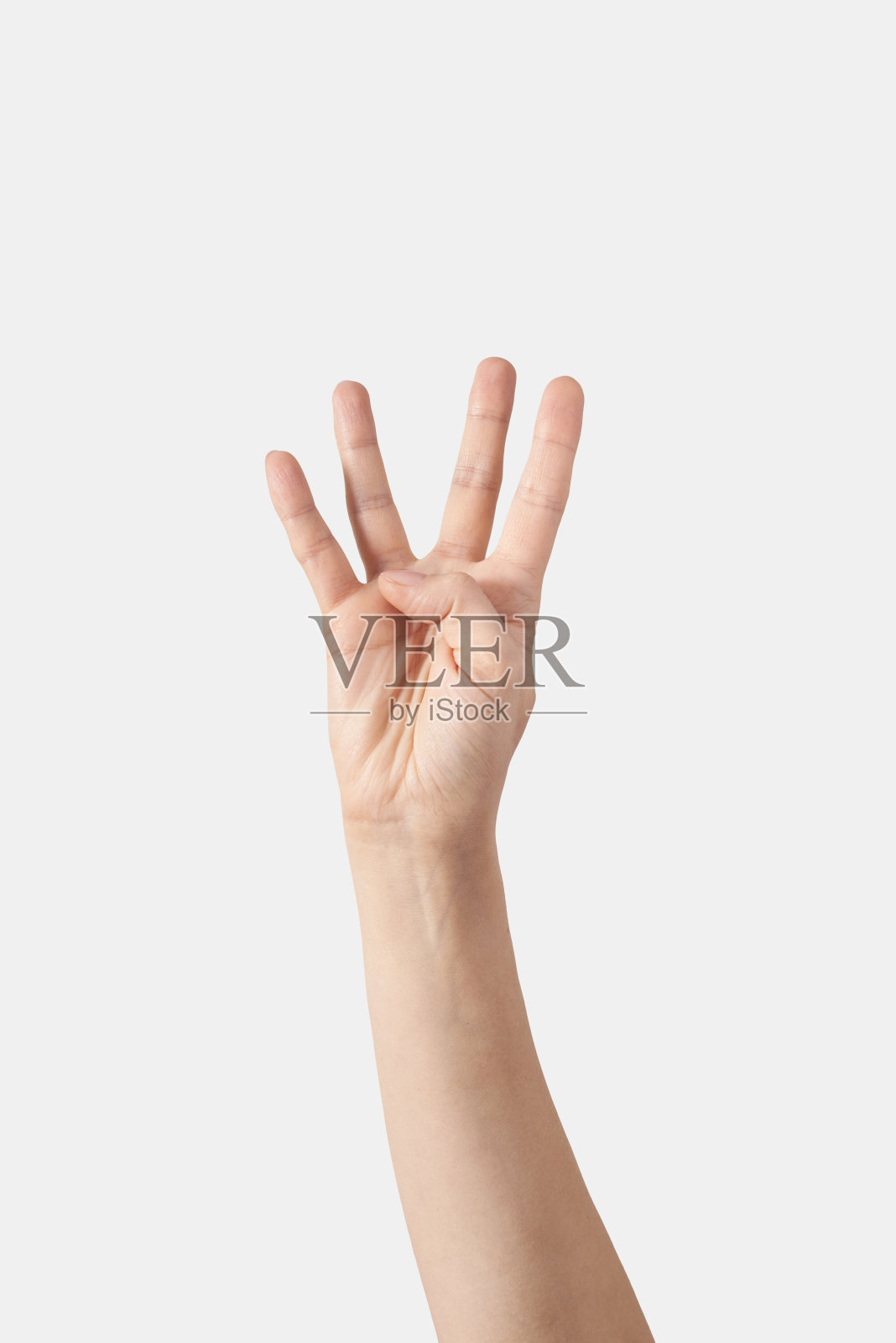 数手指，四个手掌内侧。照片摄影图片