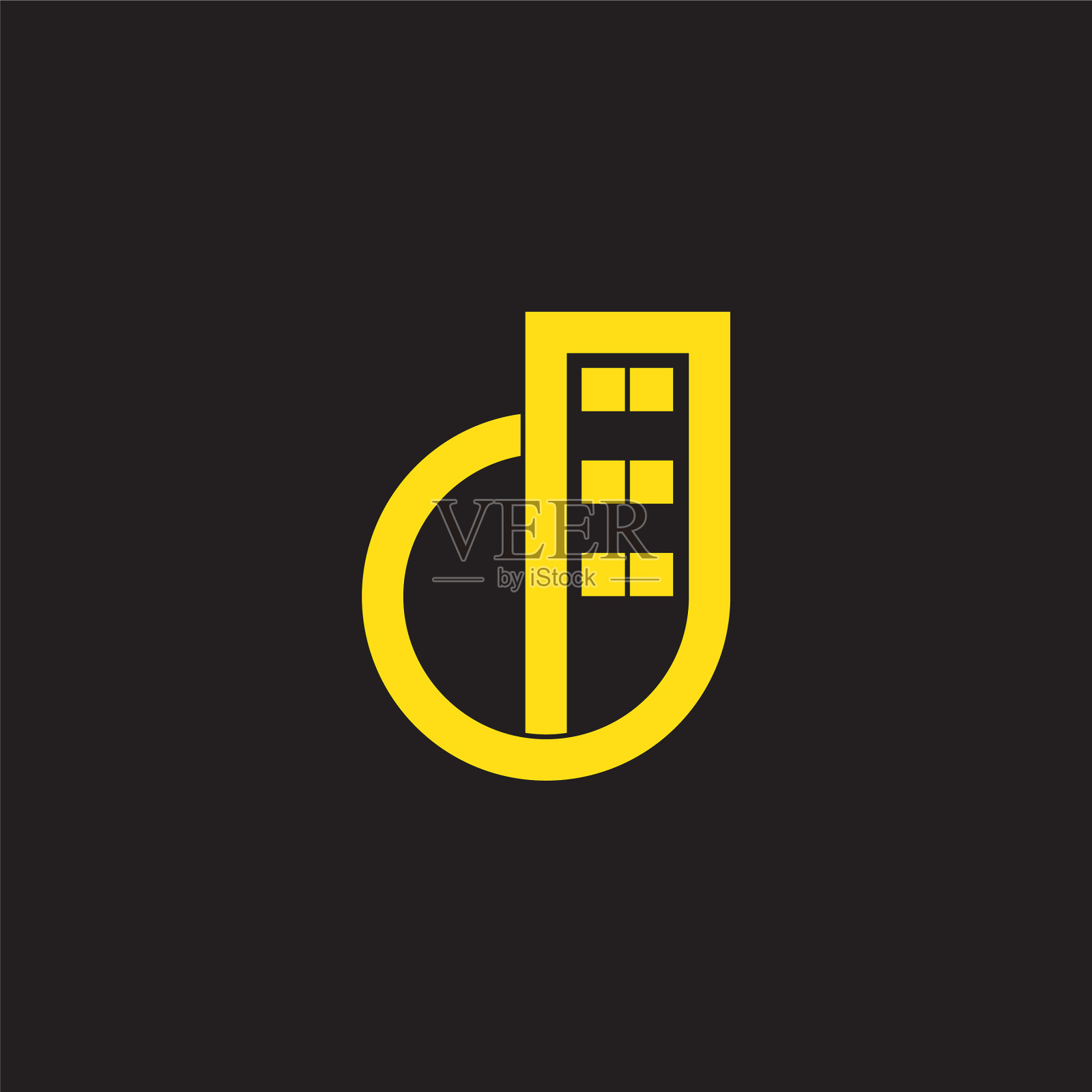 字母公寓简单线条夜标志插画图片素材