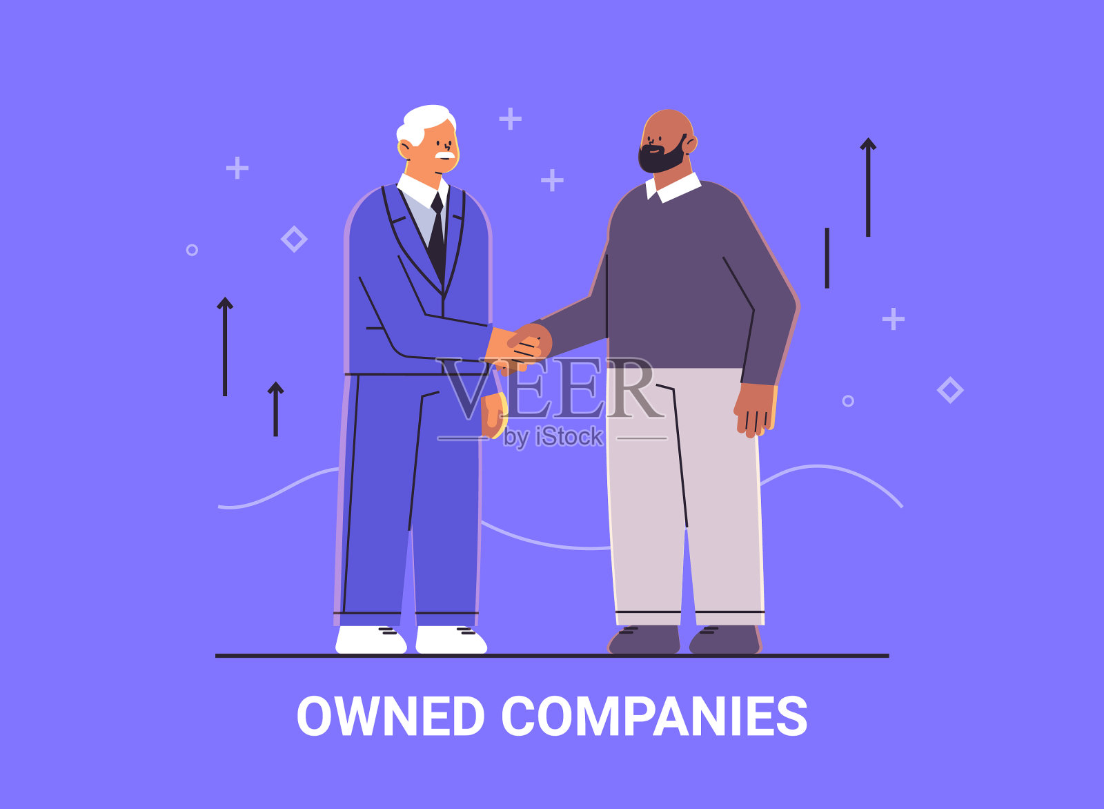 混血商人，公司老板握手插画图片素材