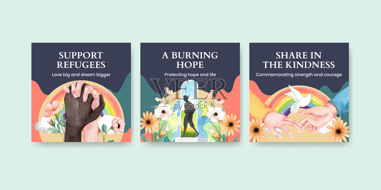 横幅模板，希望难民安全设计模板素材