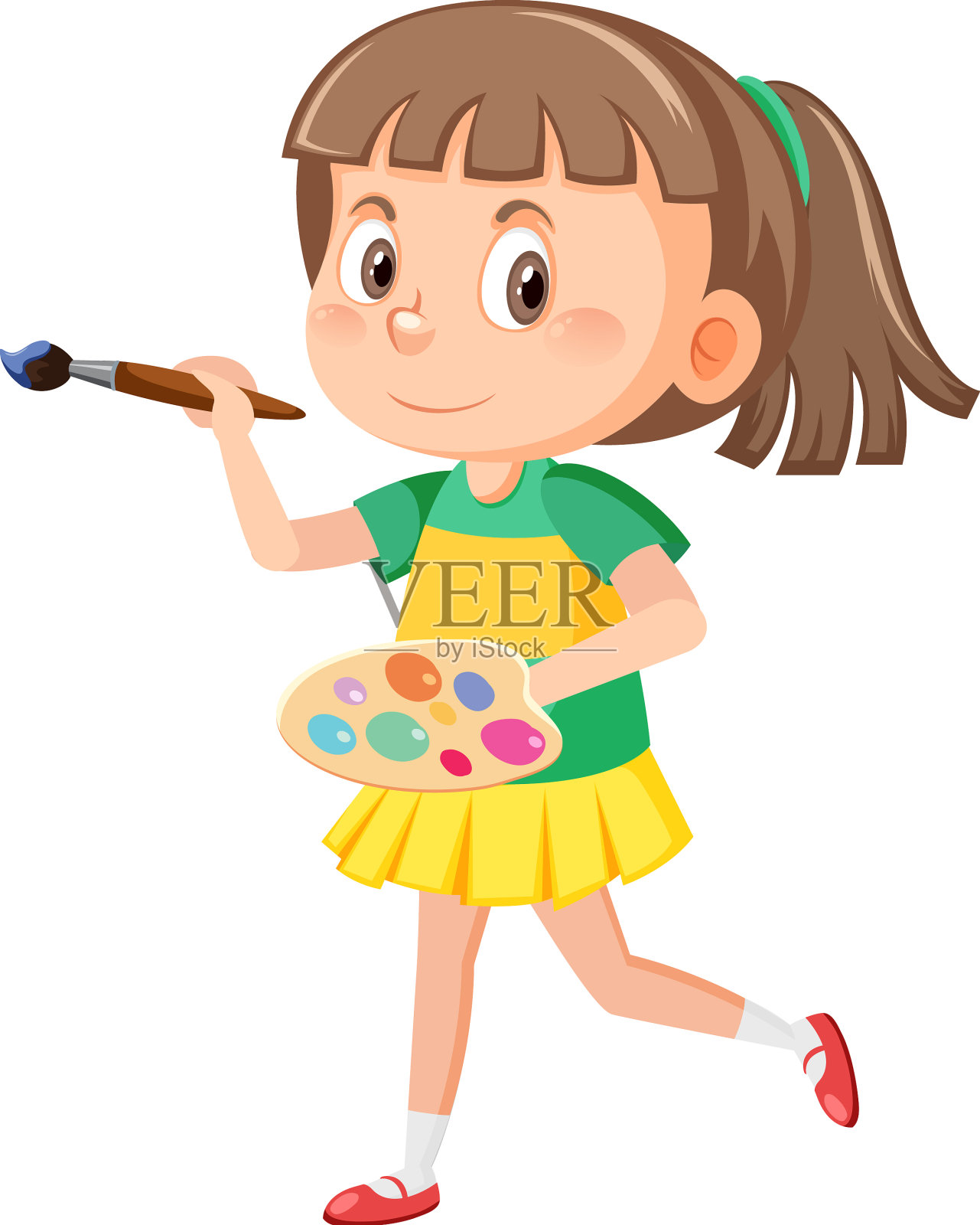 可爱的女孩卡通人物绘画设计元素图片