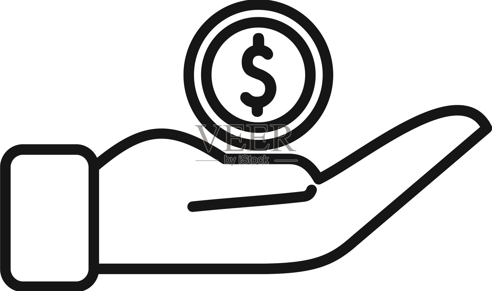 捐赠硬币图标轮廓慈善帮助设计元素图片