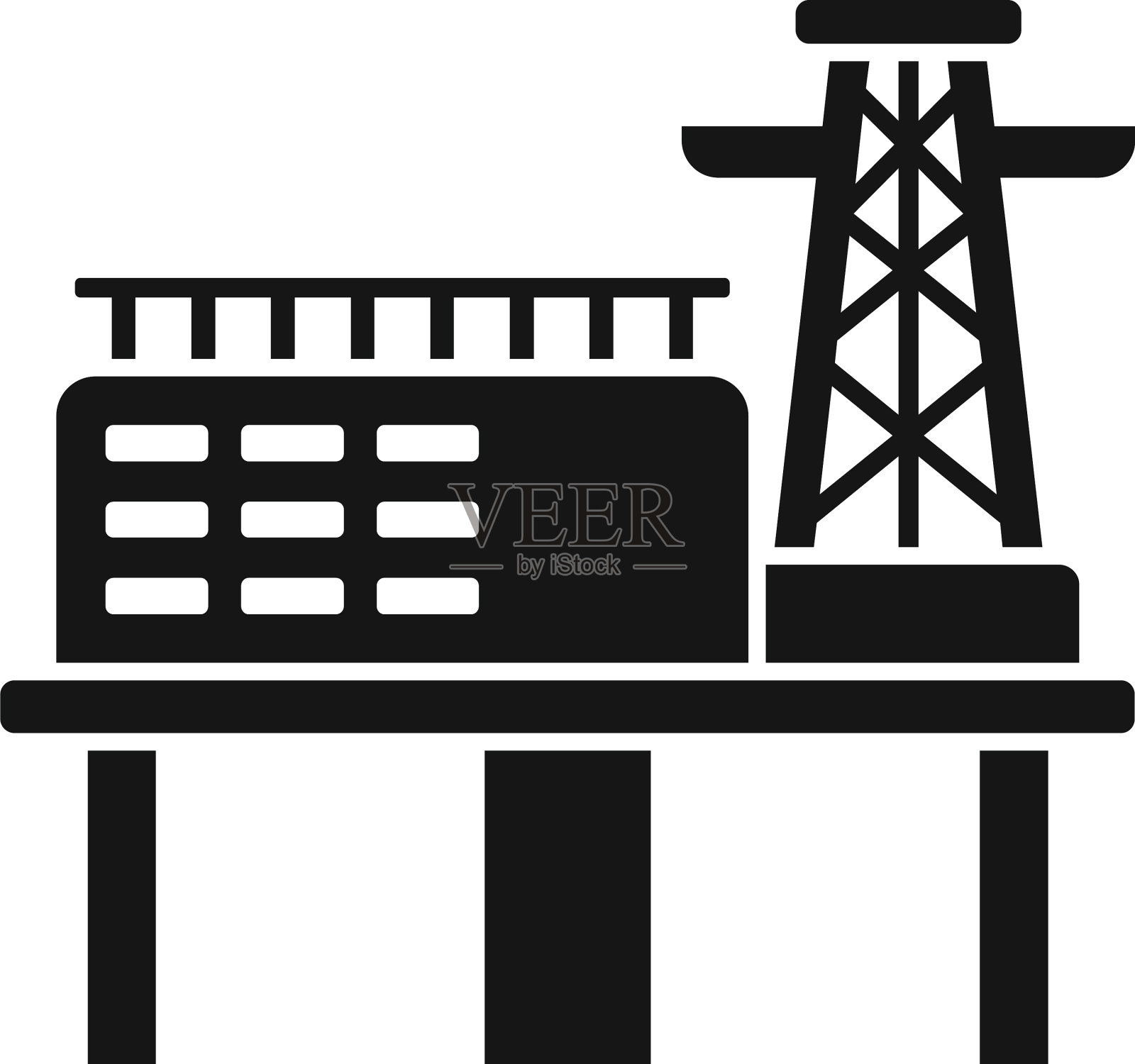 钻机生产图标简单天然气平台图标素材