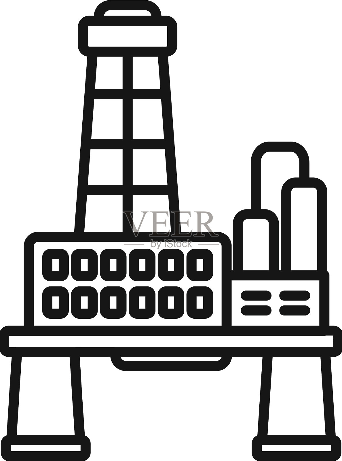 汽油钻井平台图标轮廓海油图标素材