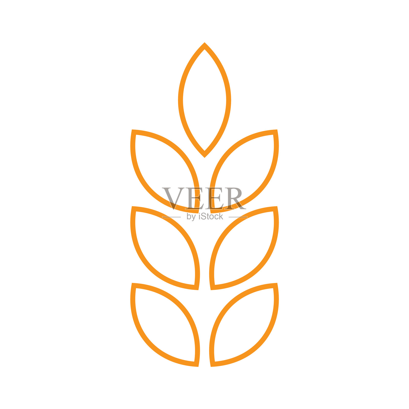 橙色的小麦线艺术图标插画图片素材