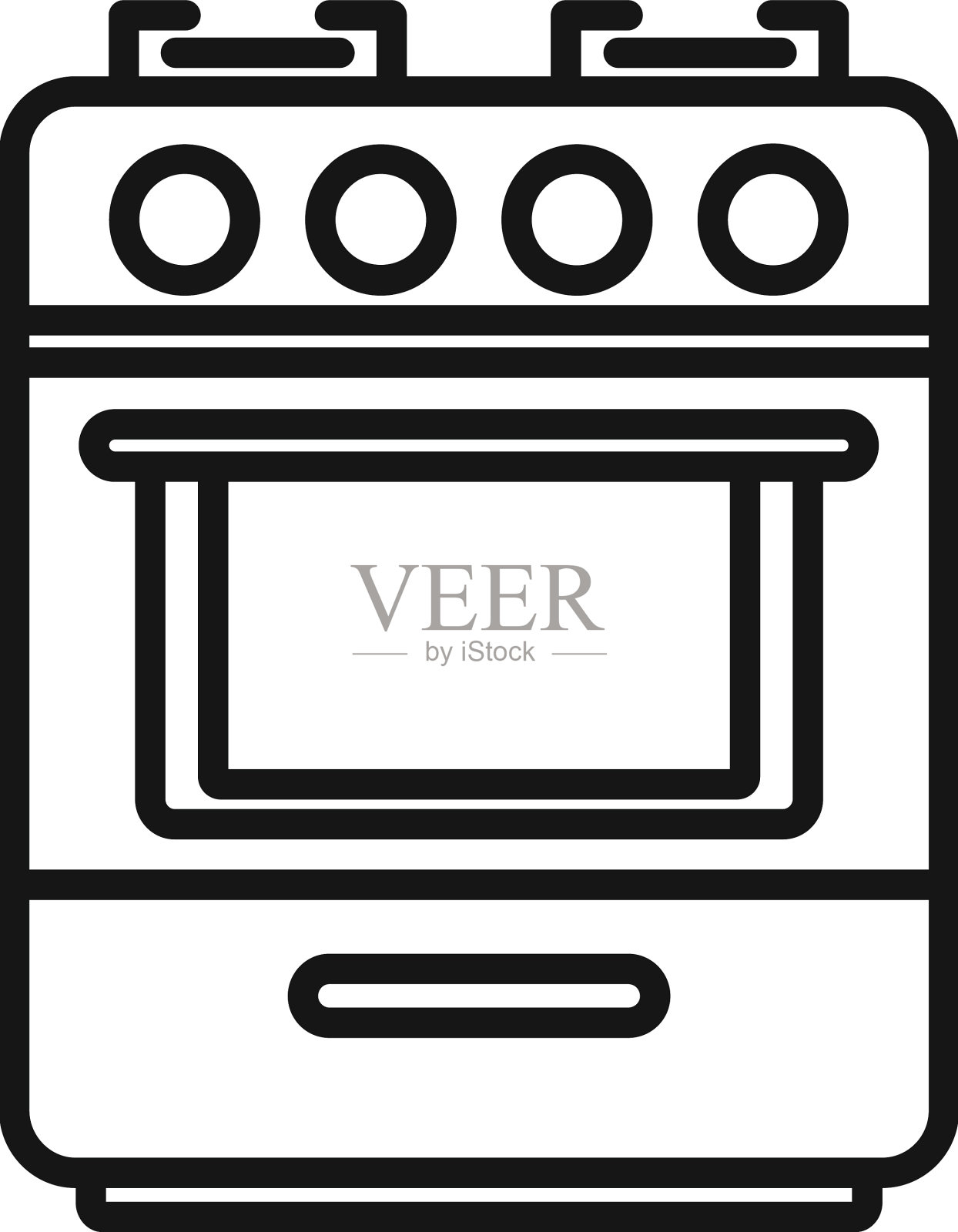 灶台锅图标勾勒烹饪燃烧器图标素材