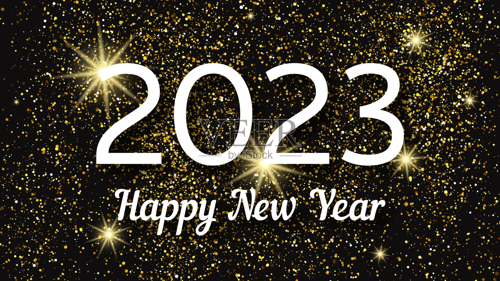 2023新年快乐黄金背景插画图片素材