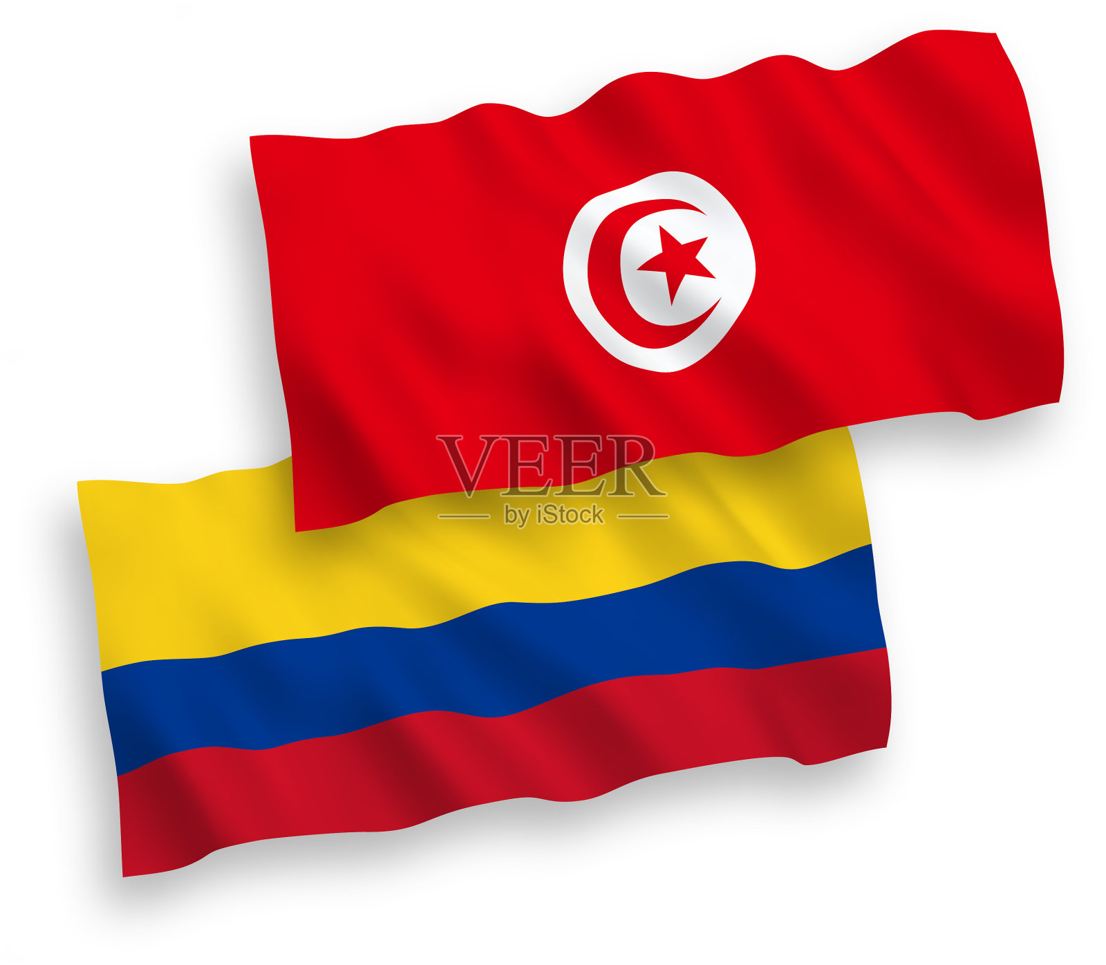 国旗上有突尼斯共和国和哥伦比亚的国旗设计元素图片