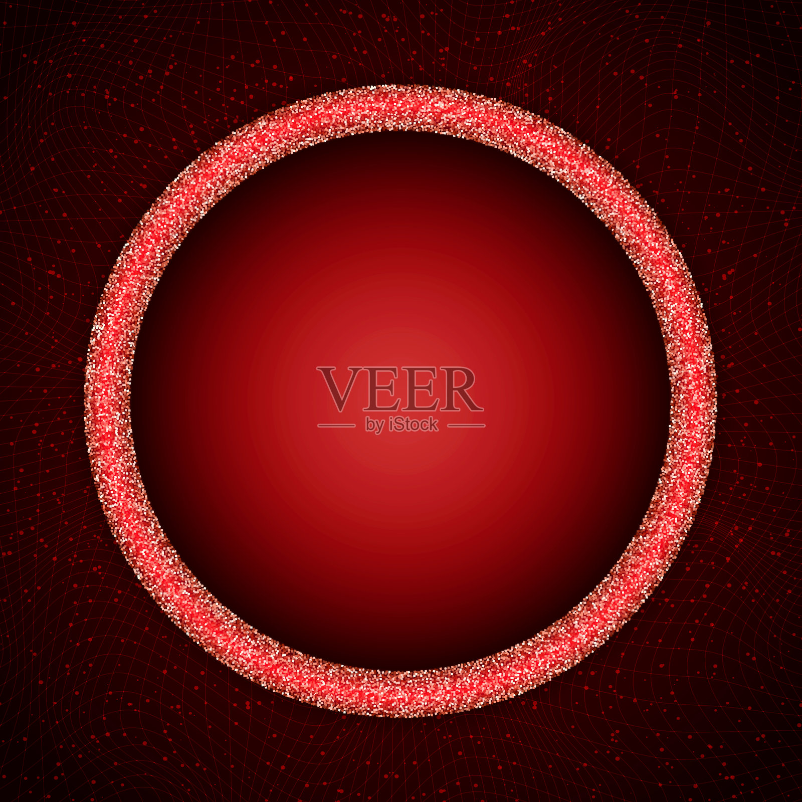 矢量插图红色背景与动态波浪与灰尘和闪光闪耀圆形旗帜插画图片素材