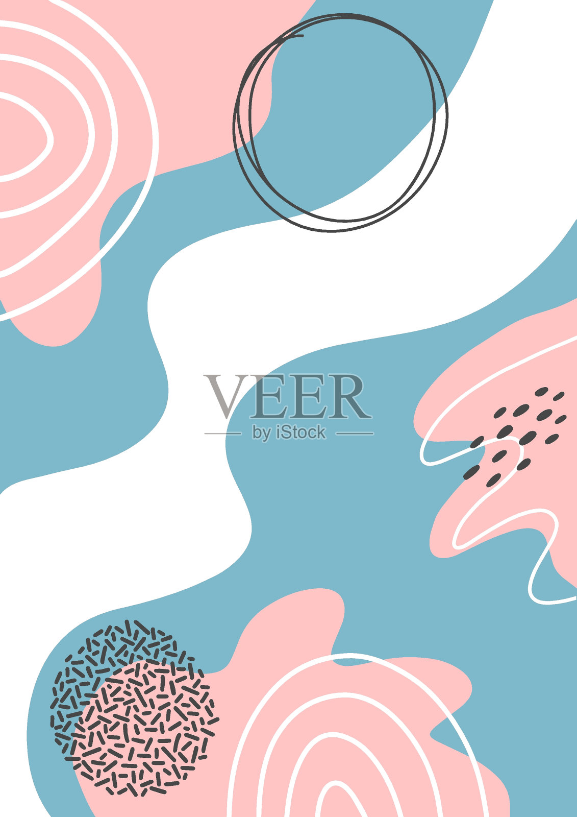 粉色和蓝色抽象插画图片素材