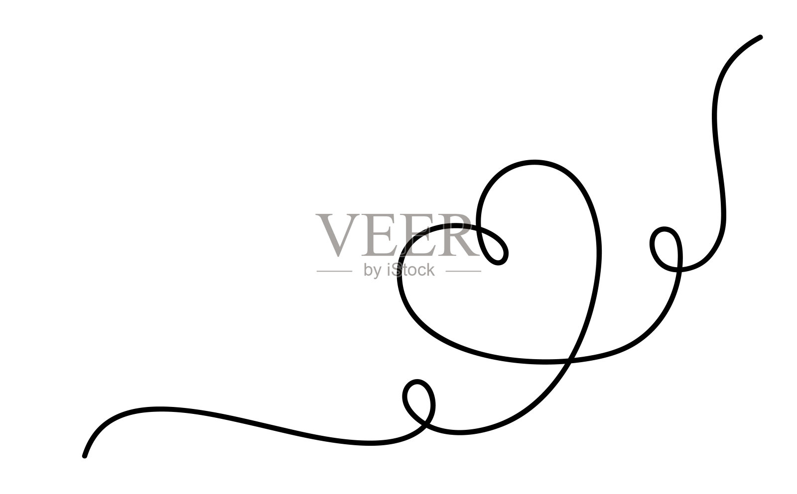 用心画出一条连续的曲线。装饰边框为情人节，婚姻，母亲节，问候邀请。复古装饰和装饰分隔。可编辑轮廓白色。向量插画图片素材