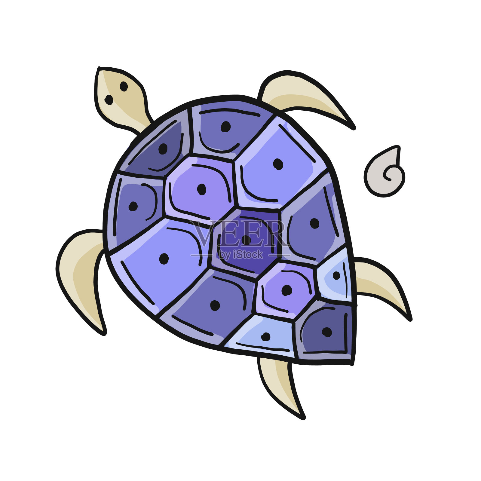 可爱的乌龟设计，乌龟艺术版画孤立上设计元素图片