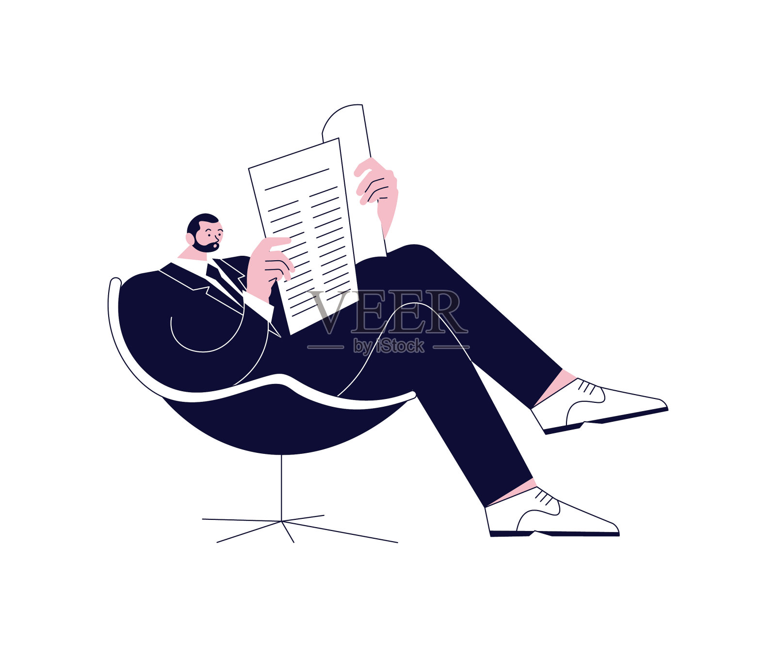 年轻人舒服地坐在椅子上设计元素图片