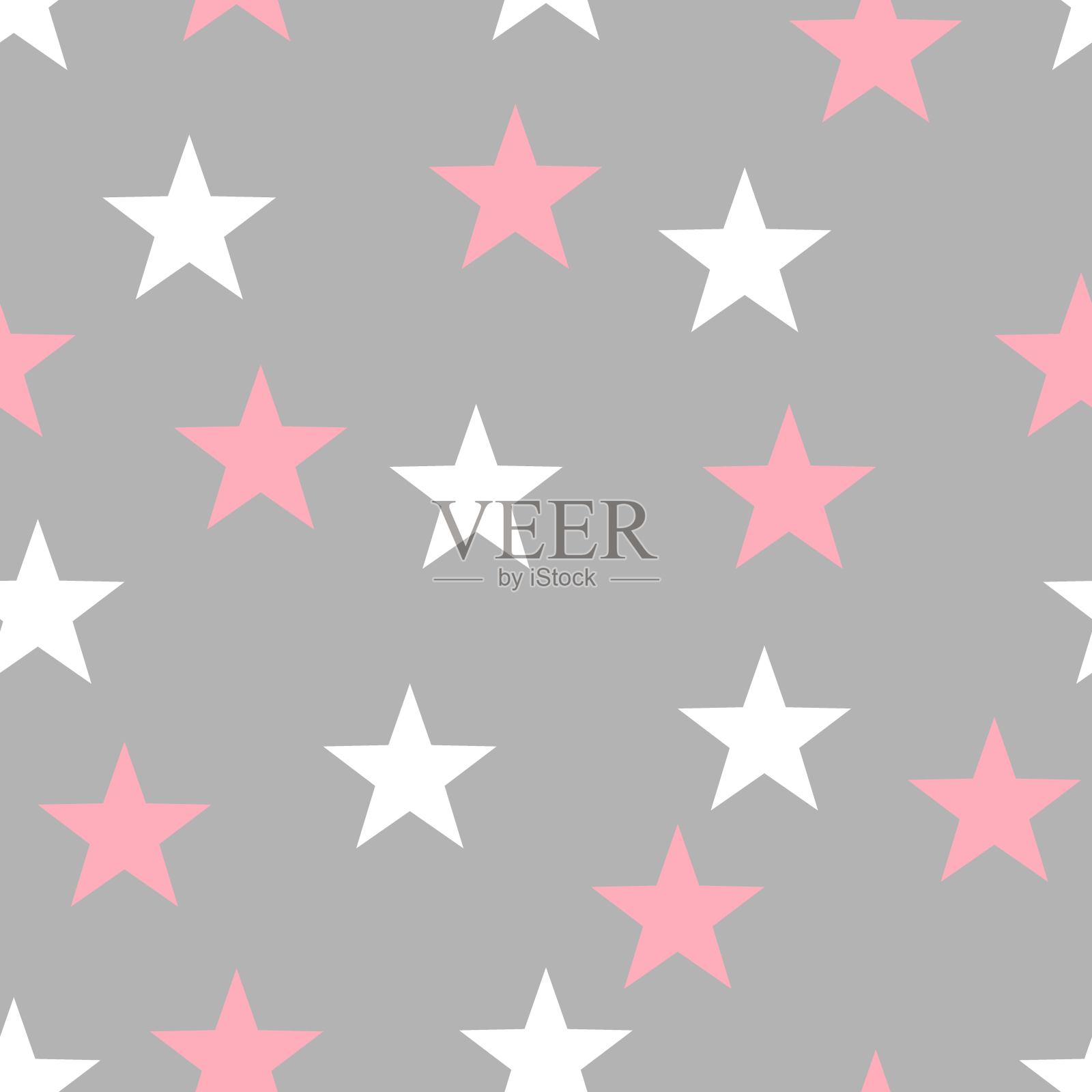 童稚风格的星星无缝背景插画图片素材