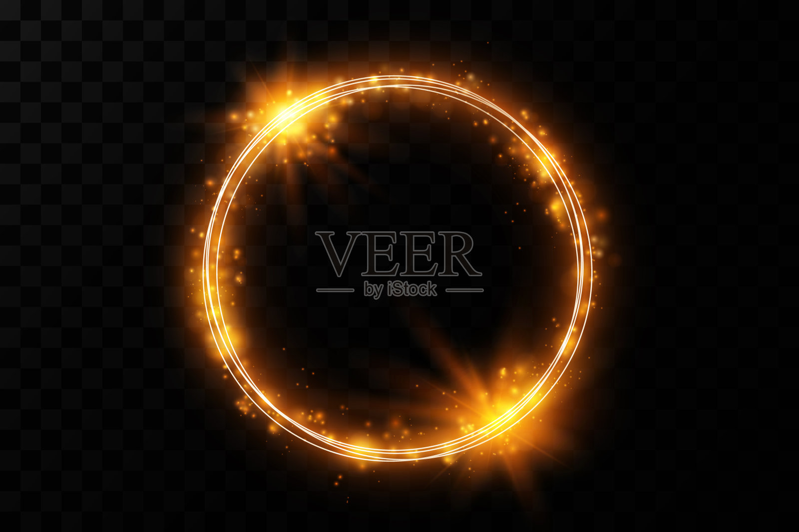 黄金戒指。矢量豪华闪闪发光的框架。圣诞装饰。设计元素图片