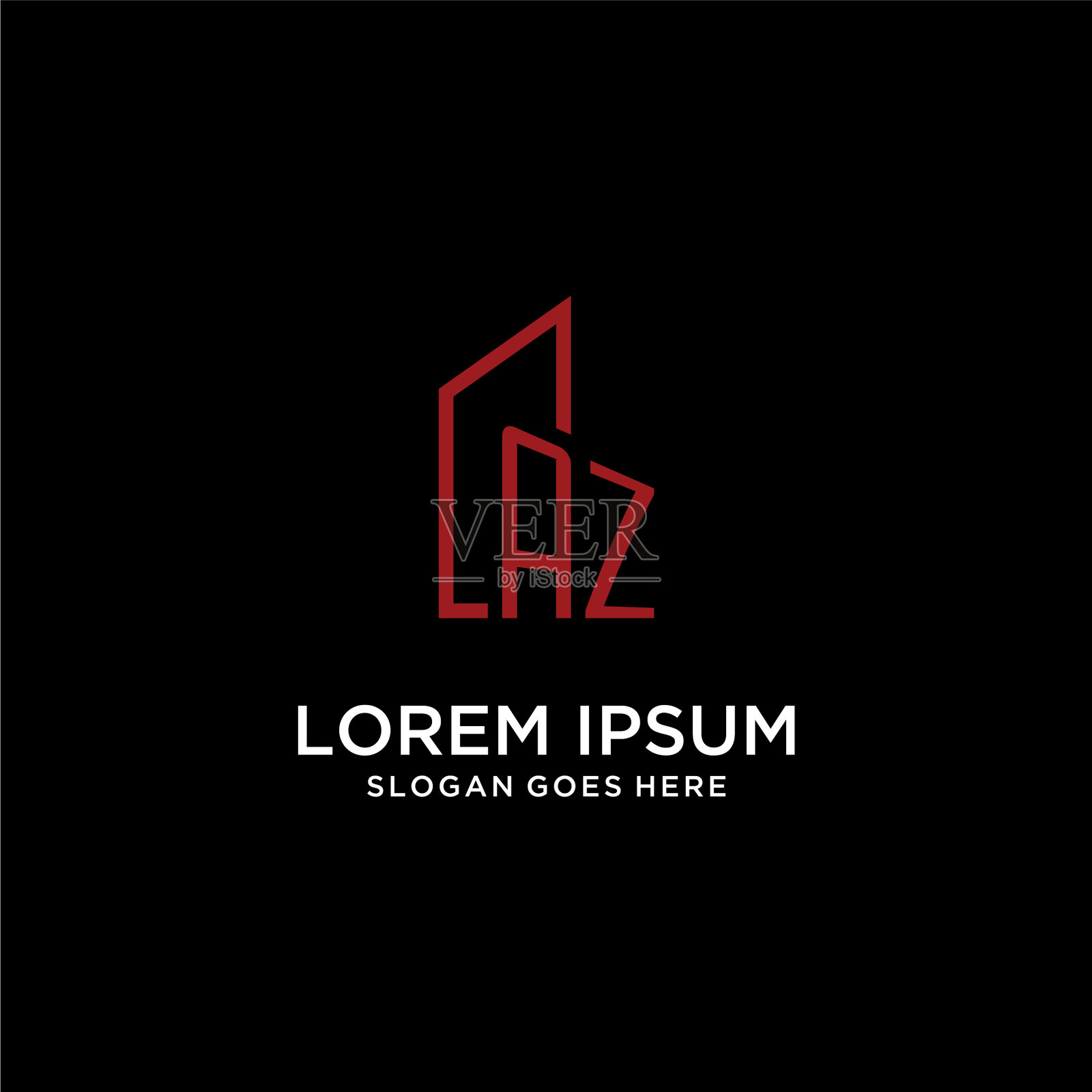 Az最初的字母组合与建筑标志设计插画图片素材