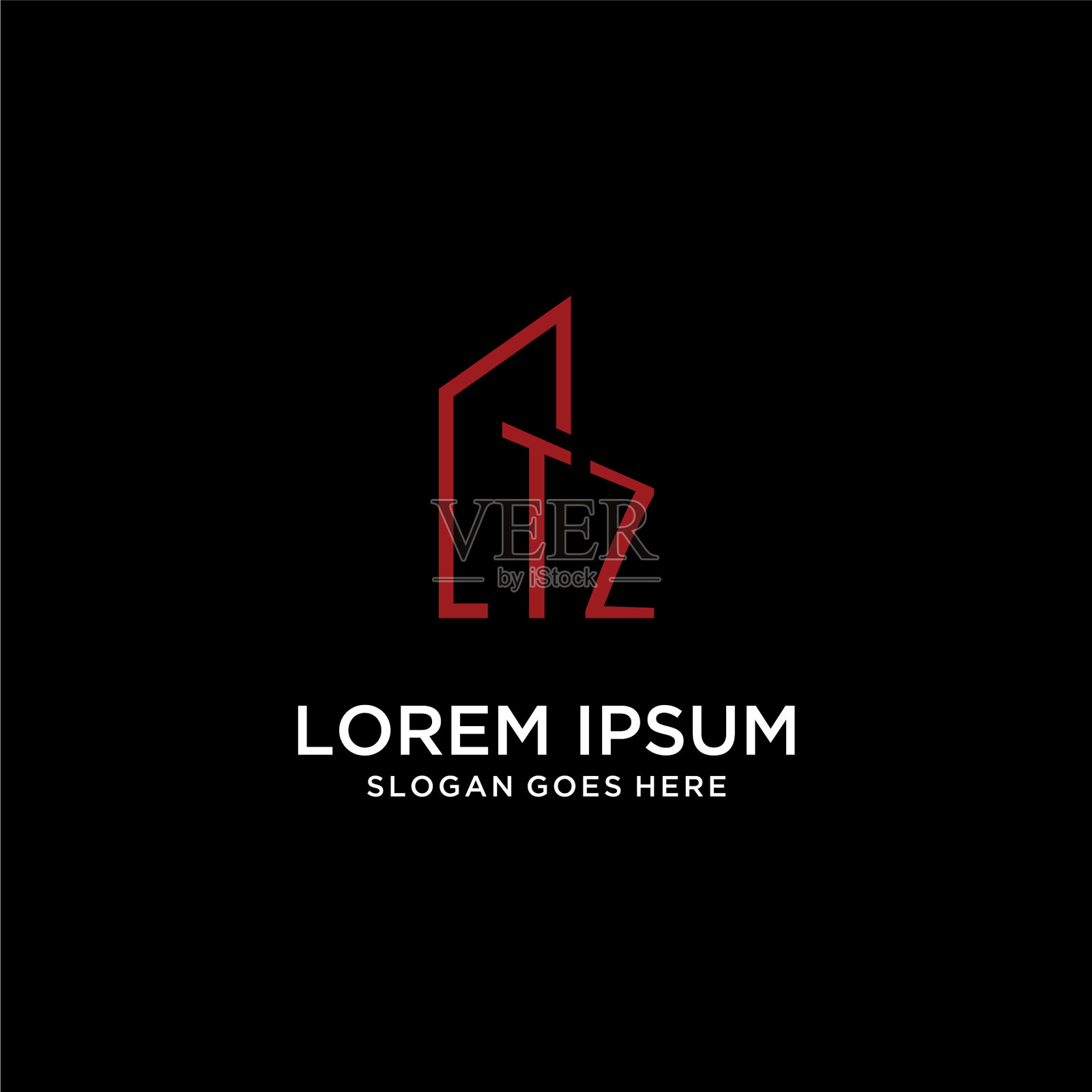 Tz最初的字母组合与建筑标志设计插画图片素材