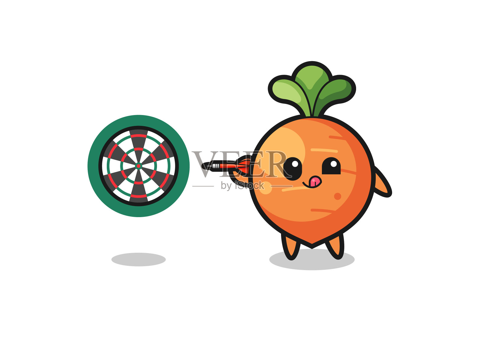 可爱的胡萝卜在玩飞镖插画图片素材